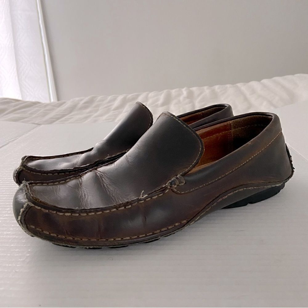 Franco Fortini Men 9.5 Max Brown‎ Distressed Leather Driver Slip-on Loafers